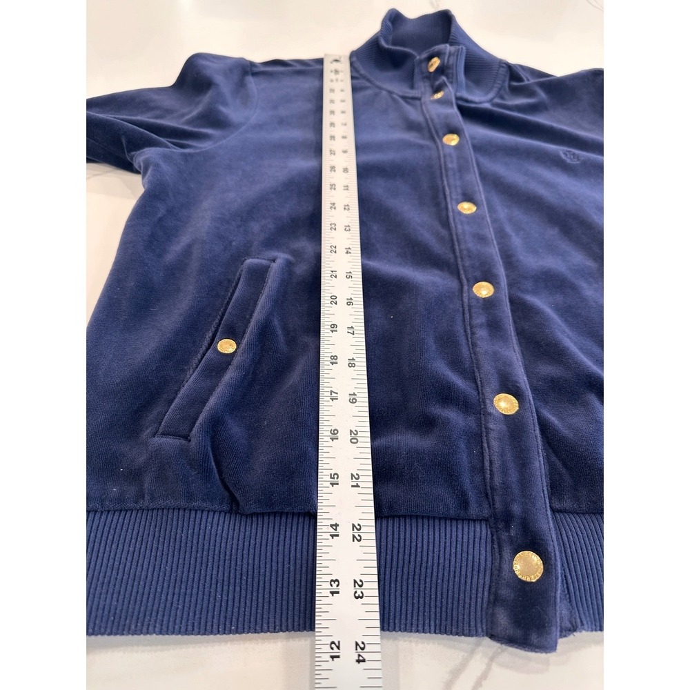LRL Ralph Lauren Navy Velvet Track Jacket Sz XL Gold Snaps Vintage Y2K City Chic - Picture 8 of 13